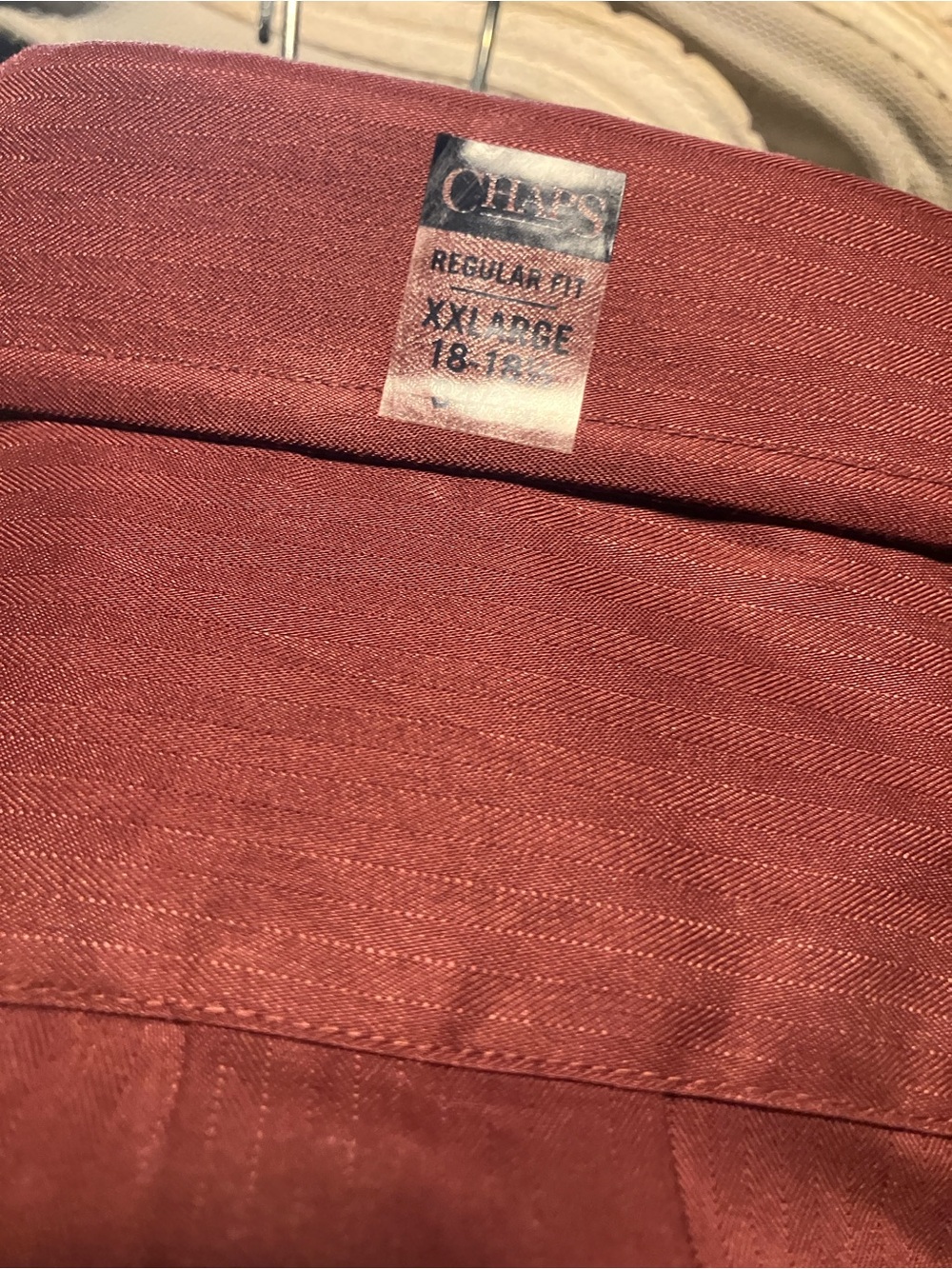NWT men’s 2XL Chaps dress shirt  , long sleeve burgundy RHerringbone twill